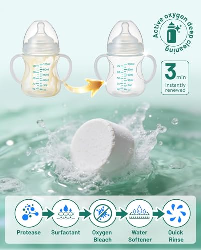 120PCS Bottle Washer Tablets Compatible with Baby Brezza, Momcozy ,Grownsy & All Brands, Detergent Tablets for Bottle Washers, Detergent Cleaning Tablets for Baby Bottles, Deep Cleans Milk Residue - size: 1 Count (Pack of 120)