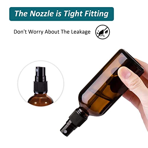 4 oz Amber Glass Spray Bottles for Essential Oils, Small Empty Fine Mist Spray Bottle,4 Pack with Funnel Dropper - style: 4 - Pack