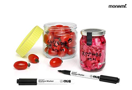 MONAMI Kitchen Marker 420, Fine Tip (1.2mm), Permanent Marker for Plastic Freezer Bags, Food Storage Containers, Ziploc, Erasable with Dish Detergent, Black, 1pc