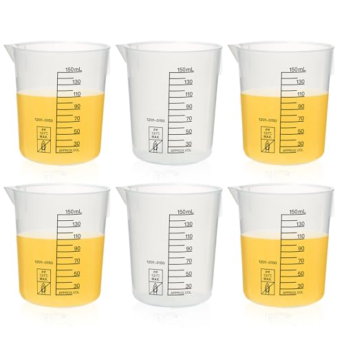 ULAB Scientific Stackable Graduated Plastic Beakers, 6pcs of Vol.150ml(5.07oz), with Easy-to-Read Printings in Black, UBP1023 - style: 6pcs of Vol.150ml with black printings