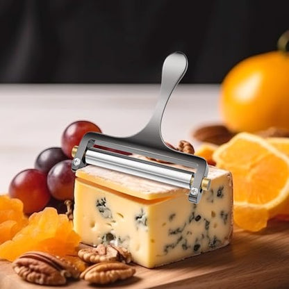 TOPULORS Cheese Slicer Cheese Cutter Stainless Steel Wire Cheese Slicer for Mozzarella, Cheddar, Gouda, And More Block Cheese - Heavy Duty Slicer With 1 Extra Replacement Cutting Wire - Gunmetal Gray - color: Gunmetal grey - Wire cheese slicer