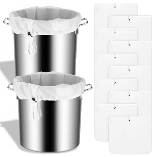 Kifmurase 10Pcs Brew Bags, Extra Large 26 x 22'' Fine Mesh Strainer, Reusable Cold Brew Bags, Fine Mesh Bag, Drawstring Cheese Cloth Straining Bag for Fruit Cider Apple Grape Wine Press