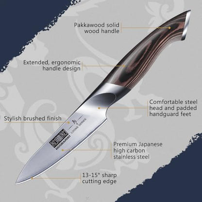 HOSHANHO 3.75 inch Paring Knife, Japanese High Carbon Stainless Steel Small Kitchen Knives, Ultra Sharp Fruit Knife with Ergonomic Pakkawood Handle - size: 3.7"