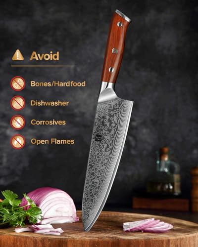 XINZUO Chef Knife 8.3 Inch, VG-10 Super Stainless Steel Gyuto Knife for Professional Chefs and Home Cooking, Ultra Sharp Kitchen Knife with Rosewood Handle - Yu Series - size: 8.3 inch Chef Knife