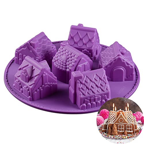 10.2'' Christmas Gingerbread House Silicone Baking Mold, FantasyDay Anniversary Birthday Tray-Wedding Festival Party Silicone Cake Mold for Muffin Brownie Cornbread Candy Chocolates Butter Gummy Bread - color: House
