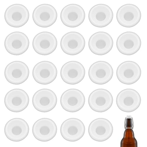 24 PCs Silicone Gaskets Washers Seals for Cap Swing Flip Top Bottle-Red for Home Brew Beer Soda Bottle Sealing (White Full cover) - color: White Full cover