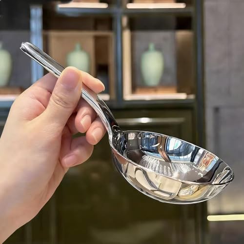 Heavy-Duty Ladle (Short Handle) Big Spoon 18/10 Stainless Steel Ladle for Serving, 7.1 inch, 1Pack (Silver)