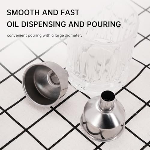 2Pcs Stainless Steel Small Funnel for Flask Small Funnels for Drinking Liquor Flask,Oil Bottle,Perfume Bottle,Amber Bottle, Spices Liquids Universal Mini Funnel Fit for 2/3" Spout (2)