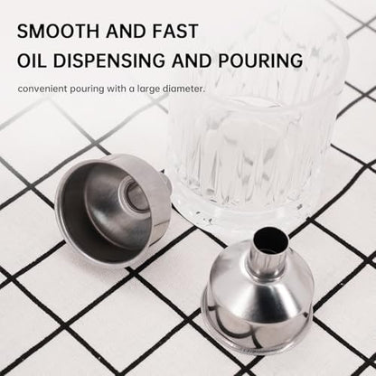2Pcs Stainless Steel Small Funnel for Flask Small Funnels for Drinking Liquor Flask,Oil Bottle,Perfume Bottle,Amber Bottle, Spices Liquids Universal Mini Funnel Fit for 2/3" Spout (2)