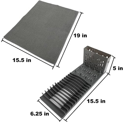 Lily's Home 19" x 15.5" Premium Microfiber Kitchen Counter Mat with Collapsible Rack Absorbent Dish Drying Mat for Sink Dishes Utensils Pots and Pans