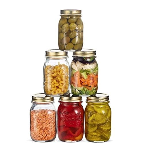 Bormioli Rocco Quattro Stagioni Mason Jar - ClearGold, 17 Oz., Set of 6 - size: 17 Oz.