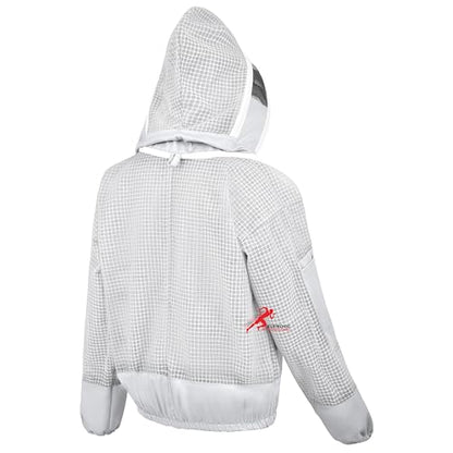3 Layer Bee Jacket with Fencing Veil and One Pair of Gloves Ventilated Beekeeper Jacket (White, 3X-Large) - color: White, size: 3X-Large