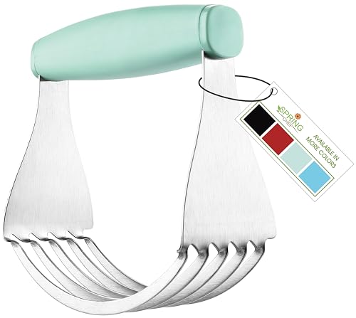Spring Chef XL Dough Blender For Baking, Heavy Duty Manual Dough Mixer, Stainless Steel Pastry Cutter with Sharp Blades, Pastry Blender for Easy Mixing, Dishwasher Safe - Mint | Heavy Duty Dough Mixer with Stainless Steel Blades, Butter Cutter for Easy Mi
