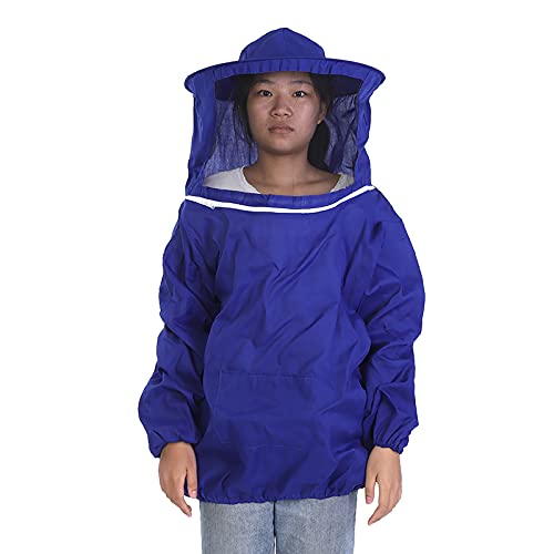 AYNEFY Beekeeper Suit Pink Polyester Beekeeping Jacket with Veil Hood Round Hat Design Elastic Cuffs Lightweight Protection for Apiary Inspection and Beginner Beekeepers (Blue)