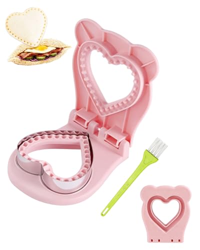 CHICHAUS Uncrustable Sandwich Maker,Sandwiches Pocket Circle Shape 3.7Inch Sandwich Cutter and Sealer,Sandwich Cutter for Kids Breakfast and lunchboxes (Heart Pink) - color: Heart Pink
