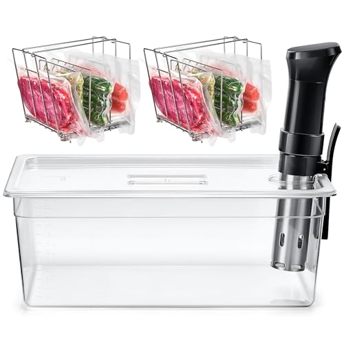HOMENOTE Large Sous Vide Container 26 Quarts with Lid,Complete Sous Vide Accessories Kit BPA Free,Compatible with Anova and Most Sous Vide Cookers（Comes with 2 Sous Vide Racks and Insulating Sleeve） - color: Large Sous Vide Container-with 2 Rack