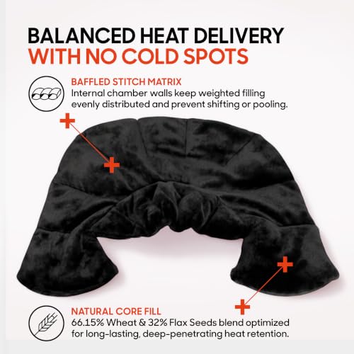 Sharper Image Heated Neck & Shoulder Wrap - Microwavable Warm & Cooling Plush Pad, Scented Aromatherapy (100% Natural Lavender & Herb Spa Blend), Pain Tension Headache Relief Therapy, Gift for Women - color: Black