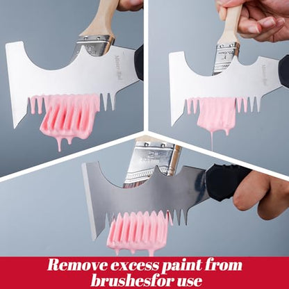 Mister Rui Paint Brush Set with Comb, 2" & 2.5" Angled Sash Brushes, Paint Brush Cleaner Tool, Commercial Grade for Trim, Cabinets & Rollers - size: 3PCS, 2", 2.5", Paint Comb