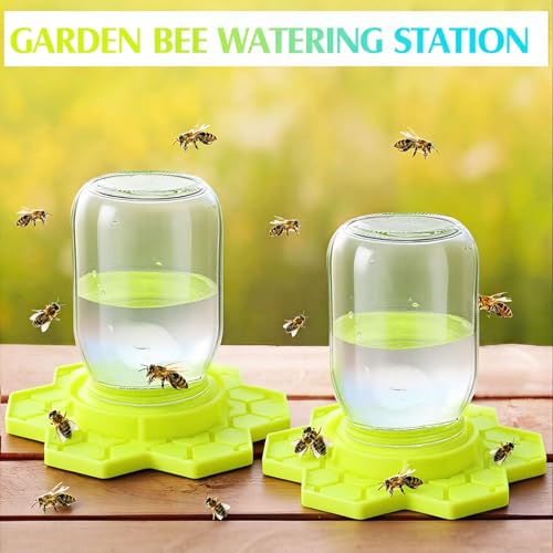 8 Pack Bee Feeder for Mason Jar Bee Watering Station Garden Silicone Sugar Water Feeder Beekeeping Drinking Equipment Tools with Mason Jars for Drinking Water(Yellow,Flower) - color: Yellow, style: Flower