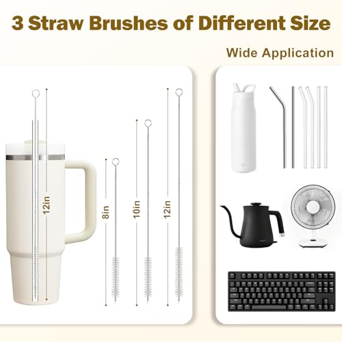 XYFuuee 5 Pack Dish Bottle Brush Set with 5-in-1 Cup Cleaning Brush, Dish Scrub Long Handle Brush with Scraper Tip, 3 Straw Cleaner Brushes, Washing Kitchen Sink Pot Pan Water Bottle Stove - color: Orange