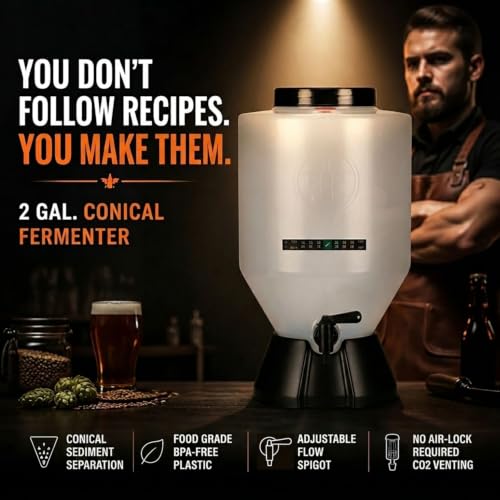 Craft Beer Making Kit Pro – NO AIRLOCK OR SIPHON REQUIRED – Conical Fermenter Eliminates Sediment and Makes Great Tasting Beer at Home - Includes our 2 Gal. American Ale Recipe