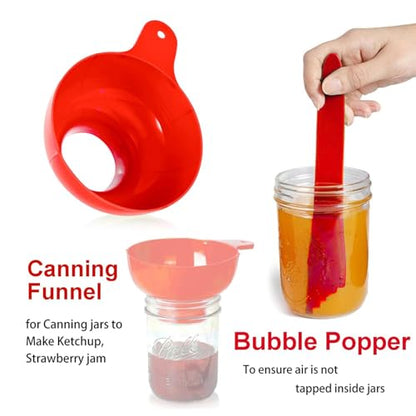 7 Pieces Canning Supplies Kit, Red | Stainless Steel Canning Tools Set, Includes Steamer Rack, Funnel, Jar Lifter, Wrench, Tongs, Lid Lifter, Bubble Remover - color: Red
