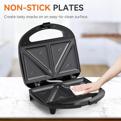 OSTBA Sandwich Maker, 2 Slice Grilled Cheese Maker with Non-stick Triangle Plates, Indicator Lights, Cool Touch Handle, Easy to Clean and Store, 750W - style: ABS07-T