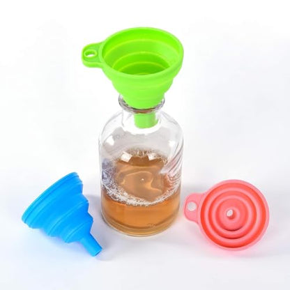 3PCS Silicone Collapsible Funnels Set for Kitchen Use Compact and Portable Liquid Transfer Tool, Blue - color: 3 Blue Ones