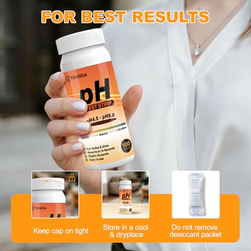 pH Test Strips 200 Count (100×2 Bottles) – Upgraded Dual-Track 14-Color pH Strips for Urine and Saliva（4.5-9.0） Quick & Accurate Test Alkaline & Acid Levels in The Body with Color Chart on Bottle