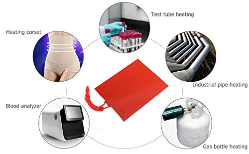 4PCS Silicone Heating Element, Icstation Heating Pad for Electronics 12V 25W Rubber Heater Constant Temperature 80X100mm/3.15X3.94 inch
