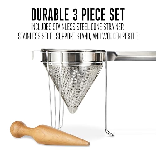 Weston Stainless Steel Cone and Pestle Set (83-3030-W), 2 Quart Capacity, Dishwasher Safe, 1.9-Liter, Silver