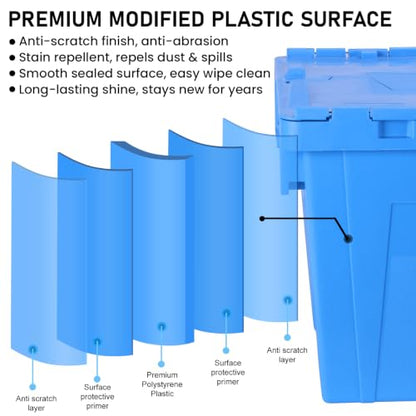 Storage Totes with Hinged Lids, 16 Gallon 3-Pack – Heavy-Duty Stackable & Nesting Bins with Attached Lid – Lockable 24x16x13 in Plastic Containers for Moving, Garage & Warehouse, Blue - color: 3 Pack
