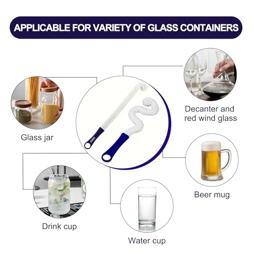 KUWAN Bottle Cleaning Brush Multi-Function Household Tools Flexible Bottle Scourer for Some Decanters, Goblets, Glasses, Cups (Long 3pcs) - color: Long-3pcs
