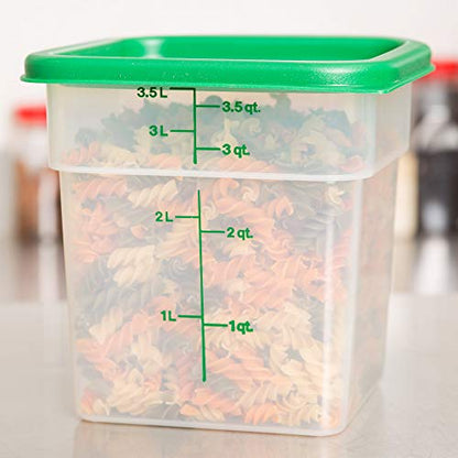Cambro 4SFSPP190 4 Qt. Translucent Container with SFC2452 Kelly Green Lid, 4Quart