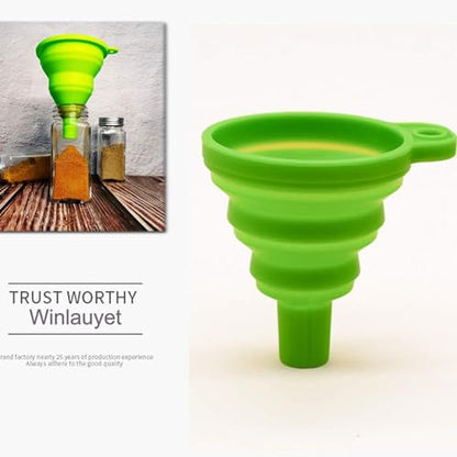 3 Pack Collapsible Silicone Funnels Kitchen Use Foldable Food Grade Liquid Transfer Tools Oil Water Spice Jar Bottle Filling, 12 g, 15 g, 38 g - color: Green, size: 3Pack