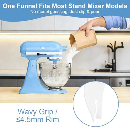 Flour Funnel for KitchenAid Stand Mixers, Clip-On Food-Grade Silicone Pouring Chute for Mixer Bowls, Anti-Splash No-Mess Baking Tool, Dishwasher-Safe KitchenAid Accessory & Attachment (Black) - color: Black