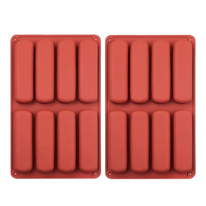 Silicone Finger Biscuit Mold, 8 Cavities, 11x6.7 inch, Set of 2 Baking Mold for Eclairs and Chocolate Bars - color: 2 Packs Silicone Finger Biscuit Molds Z276