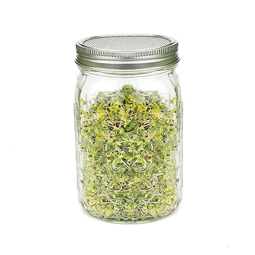 Sprouting Lids for Mason Jars Set of 4 Stainless Steel Wide Mouth Covers 2.75 Inch with Removable Screen for Seed Sprouting Spice Sifting and Kitchen Use