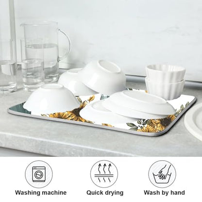 Autumn Sunflower Mason Jar Art Dish Drying Mat Super Absorbent Drying Mat Large Dish Drying Mats for Kitchen Counter Easy Clean Dish Mat Kitchen Drying Mats 18 x 16 Inch - size: 16x18in