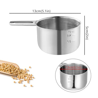 Measuring Cup, 1 Cup Stainless Steel spoon, Great for Wet and Dry Ingredients, Use as Dog Food Scoop,Dishwasher Safe