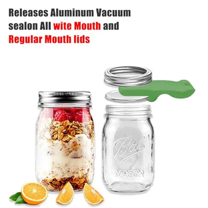 Mason Jar Opener and Canning Tool, Compatible with Mason Jar Lids, Releases Vacuum Seal on Wide Mouth and Regular Mouth, Magnetic Lid Lifter for Canning, Pickling (dark green) - color: Dark Green