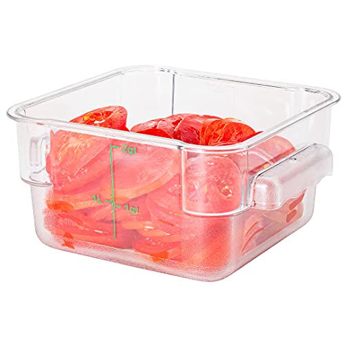Restaurantware Met Lux 2 Quart Brine Buckets 10 Square Marinating Containers - With Volume Markers Built-In Handles Clear And Green Plastic Dough Rising Buckets Freezer-Safe Lids Sold Separately - size: 2 Quarts, style: 10 Count