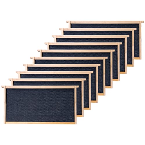 Honey Lake 10 Pack Deep Beehive Frames with Beeswax Coated Foundation Sheets, Unassembled Wooden Deep Bee Frames for Langstroth Beehives (Black) - color: 10Pack-Black