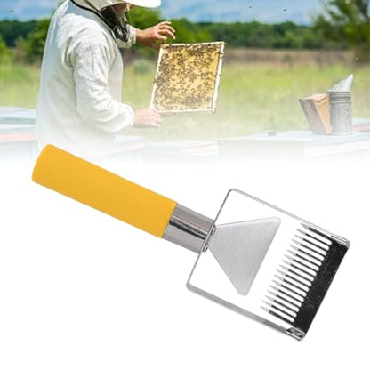 Luqeeg Adjustable Honey Uncapping Fork, Stainless Steel Honey Extraction Scraper Plastic Handle Beekeeping Tool with Comfortable Grip for Beekeepers