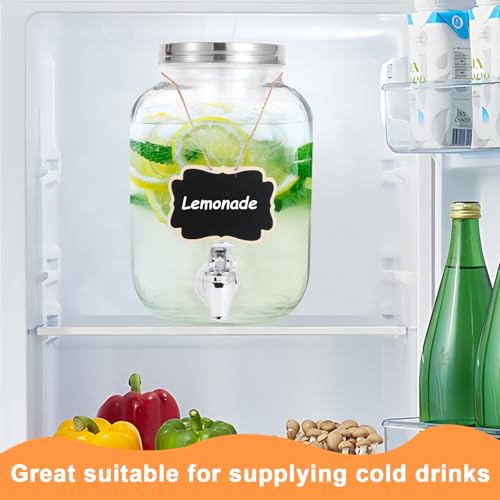 Drink Dispenser With Spigot,1 Gallon Glass Drink Dispensers For Parties,Beverage Dispenser with Fruit Infuser Sun Tea,Lemonade & Juice Dispenser for Parties, BBQ,Picnic,Weddings & Events - size: 1 Gallon Single