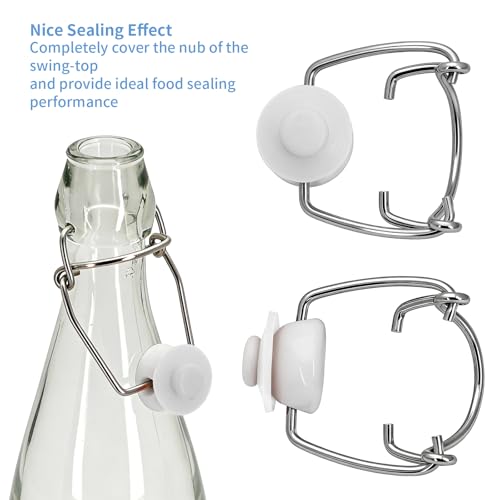 12Dopamine color Silicone Gaskets Washers Seals for Cap Swing Flip Top Bottle for Home Brew Beer Soda Bottle Sealing(flat,no cover) (White) - color: White