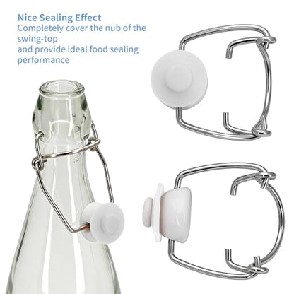 12Dopamine color Silicone Gaskets Washers Seals for Cap Swing Flip Top Bottle for Home Brew Beer Soda Bottle Sealing(flat,no cover) (White) - color: White