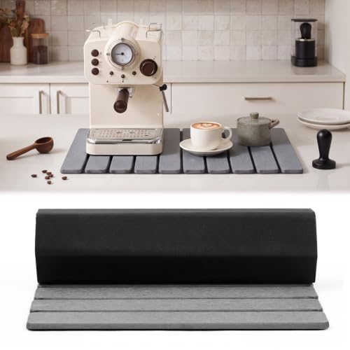 Large Stone Coffee Mat for Countertop, 24" x 15" Diatomaceous Earth Coffee Dish Drying Mats with Non-Slip Rubber Base, Super Absorbent Quick Drying Mat for Kitchen Espresso Machine
