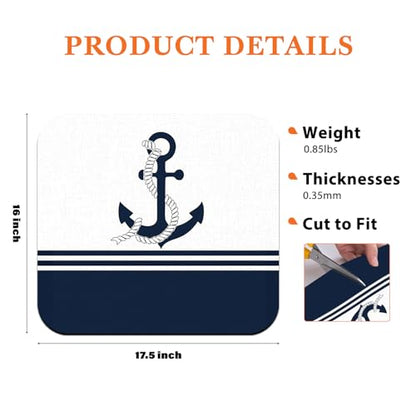 Nautical Dish Drying Mat - Nautical Anchor Absorbent Dish Drying Mat for Kitchen Counter, Coffee Maker Bar Mat for Countertops, Dish Rack Drainer Mat, 16x17.5 Inch,JL-GZD