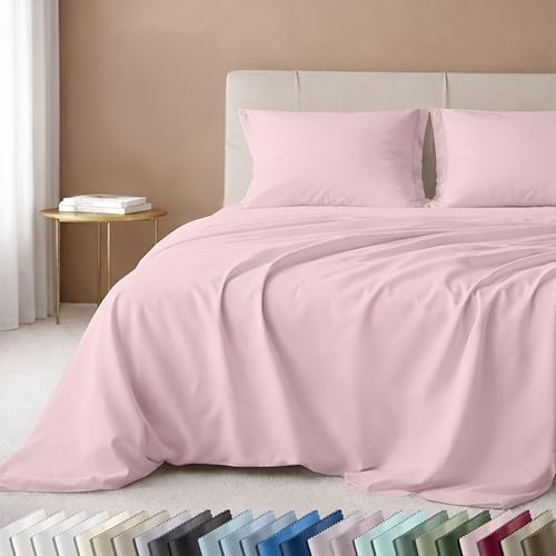 California Design Den Twin Bed Sheets Cotton, 100% Cotton Sheet Set - 600 Thread Count Sateen with Deep Pockets (Pink) - color: 25 - Pink, size: Twin